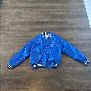 Blue Satin Varsity Bills Jacket